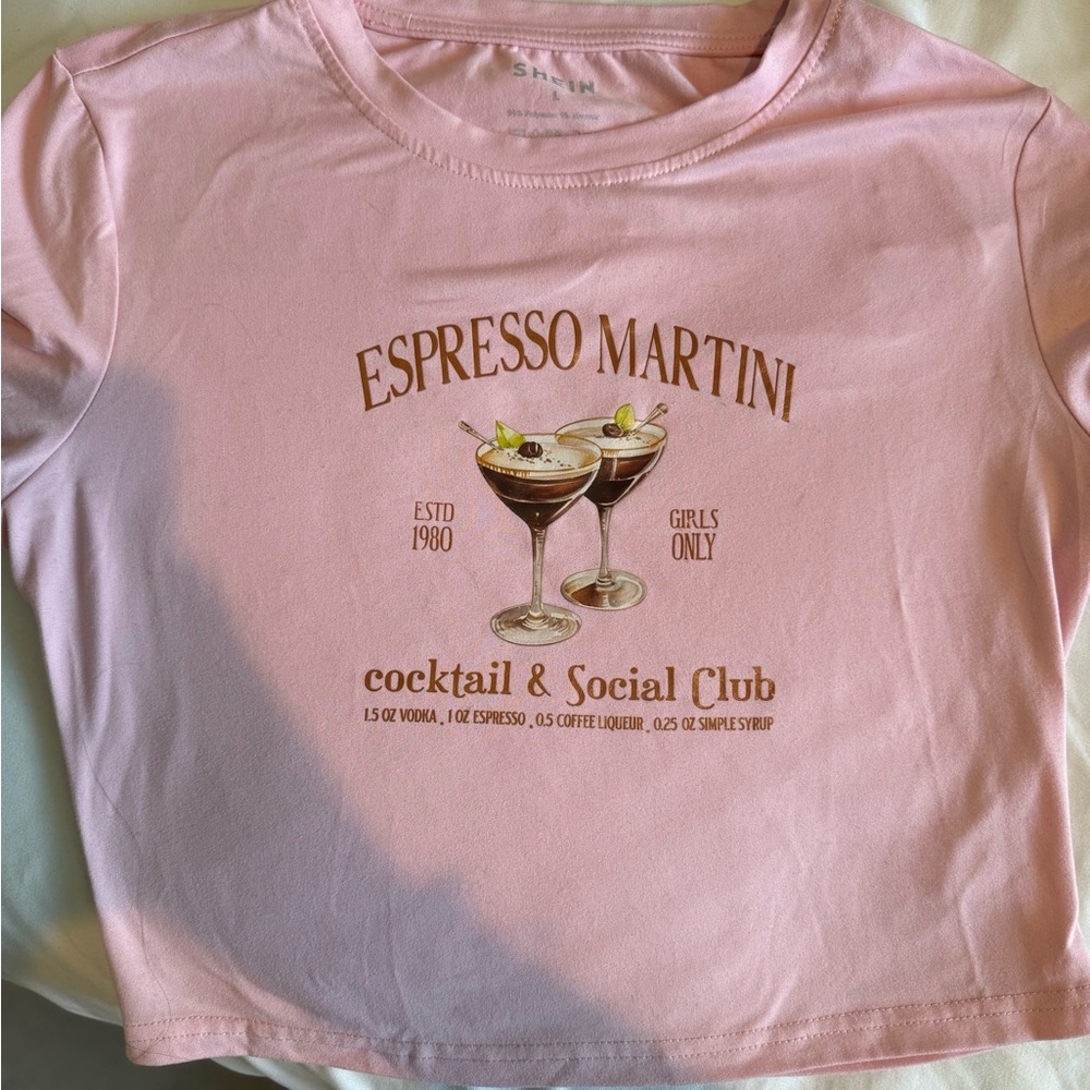 SHEIN Pink Espresso Martini Tee